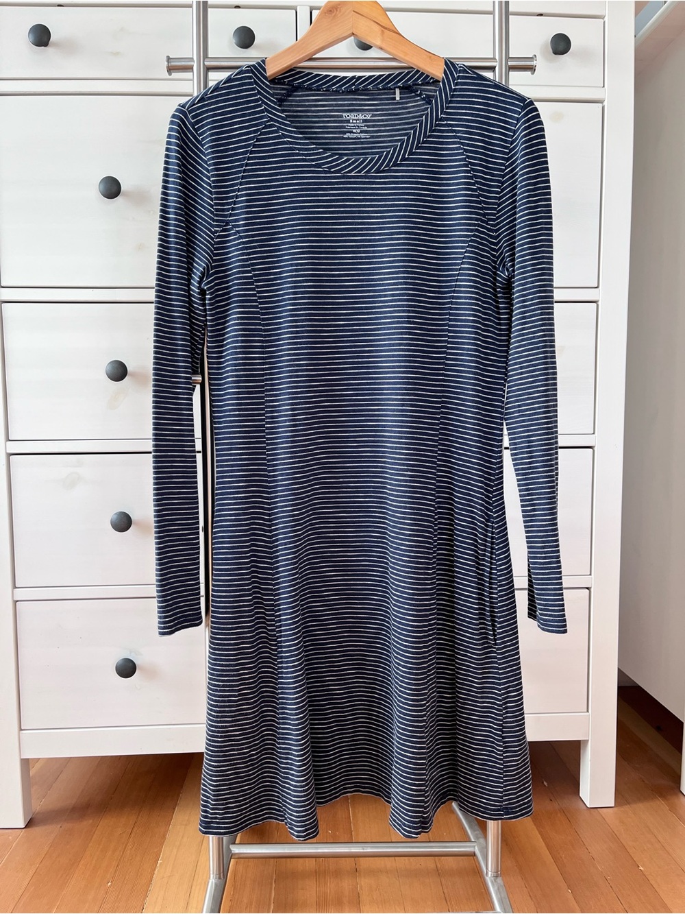 Toad&Co Everyday Navy Stripe Long-Sleeve A-line Dress